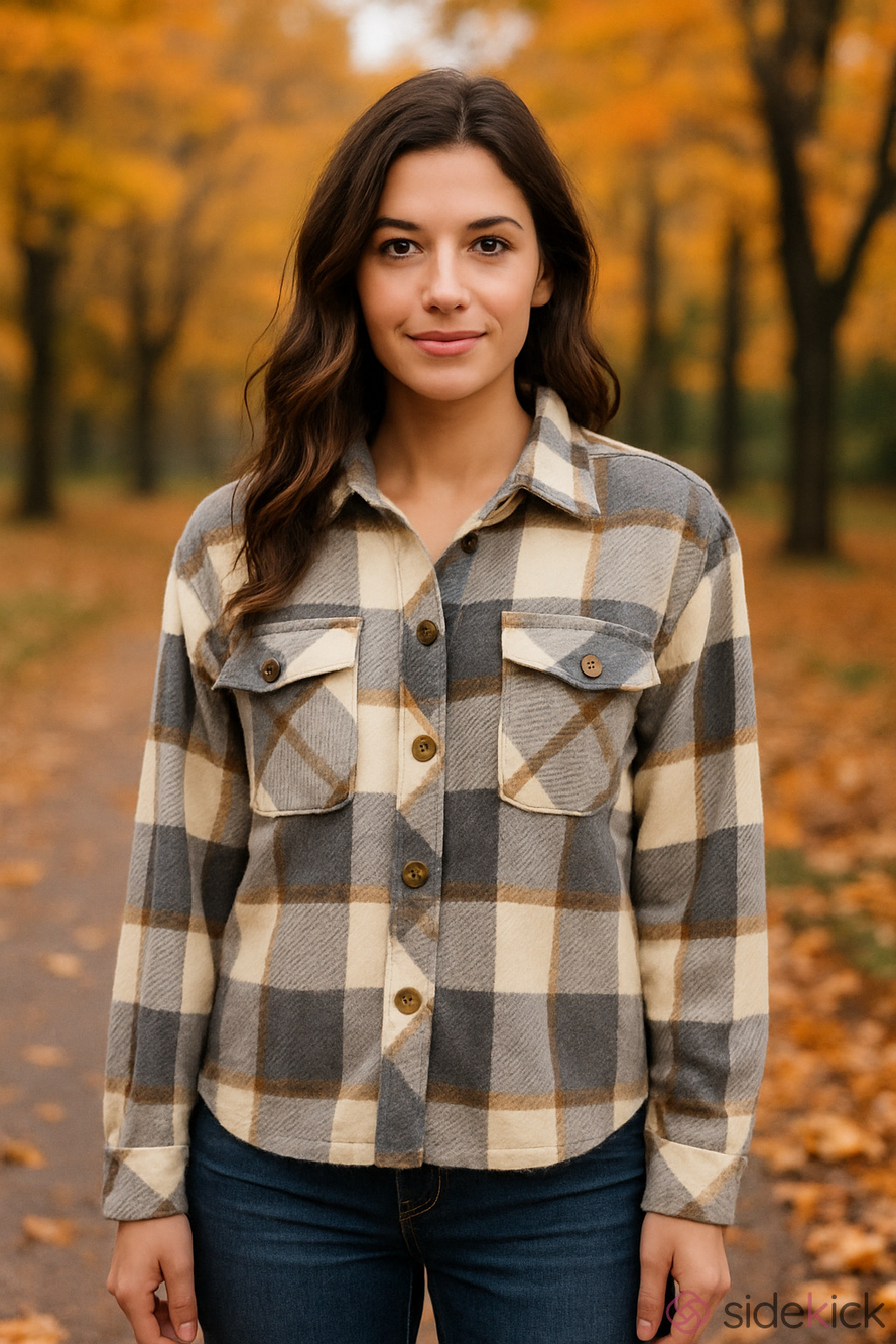 NWT - Thread + Supply Plaid Fleece Short Shacket. So soft! Medium. P2P 21.5”